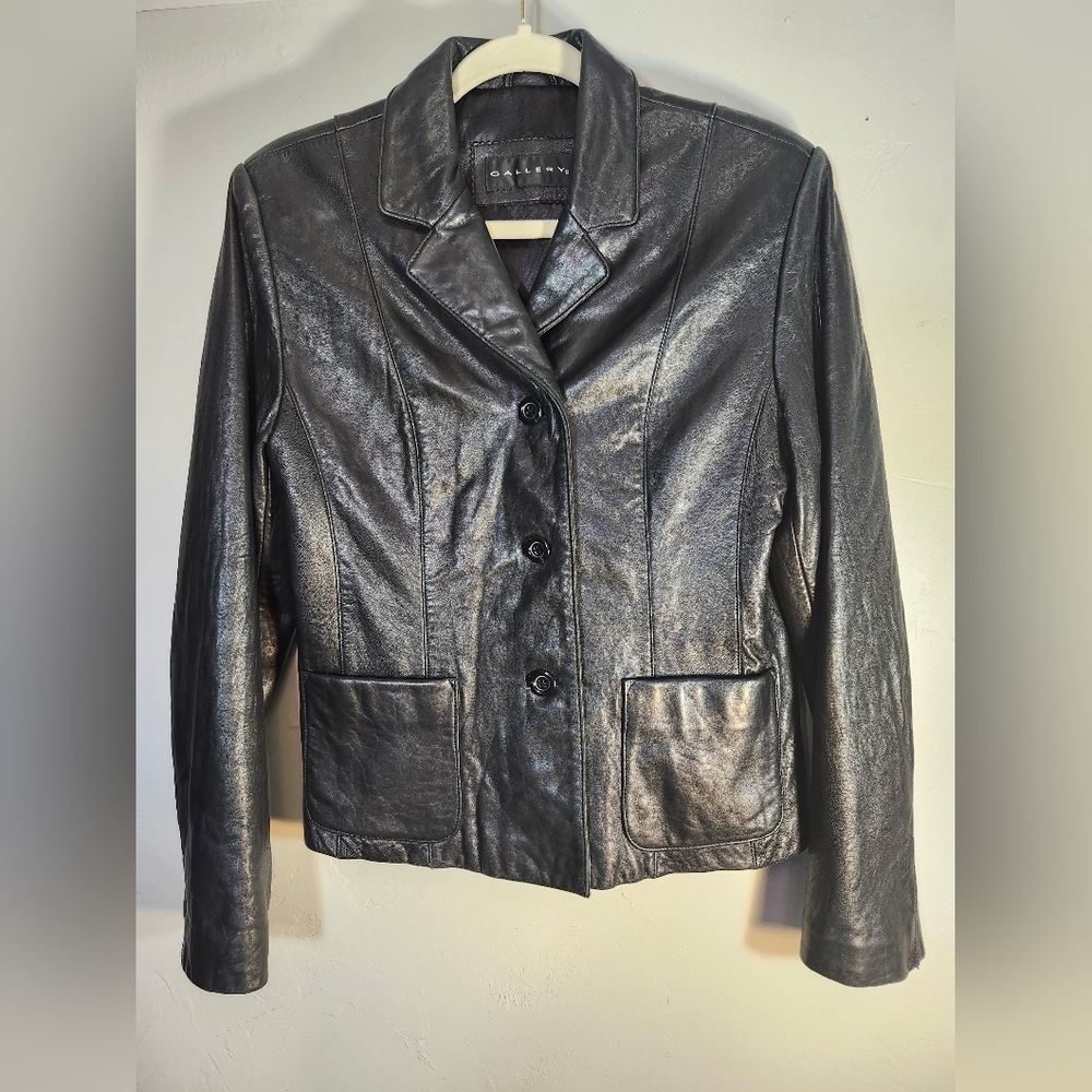Gallery Black Leather Jacket Sz S